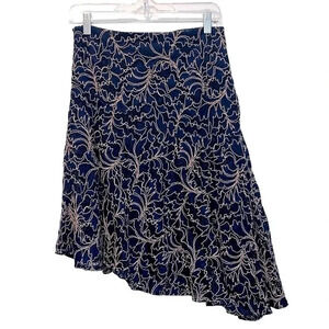 Zara Basic Collection Small Lace Leaf Floral Asymmetrical Slant Skirt